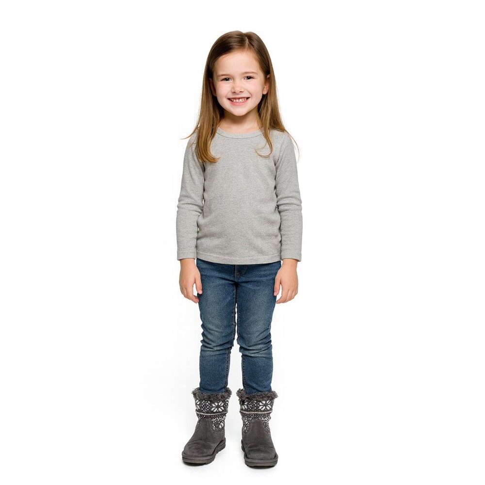 Bearpaw Boots Winter Snow Suede Leather Gray Wool Virginia Youth Girls SIZE 1